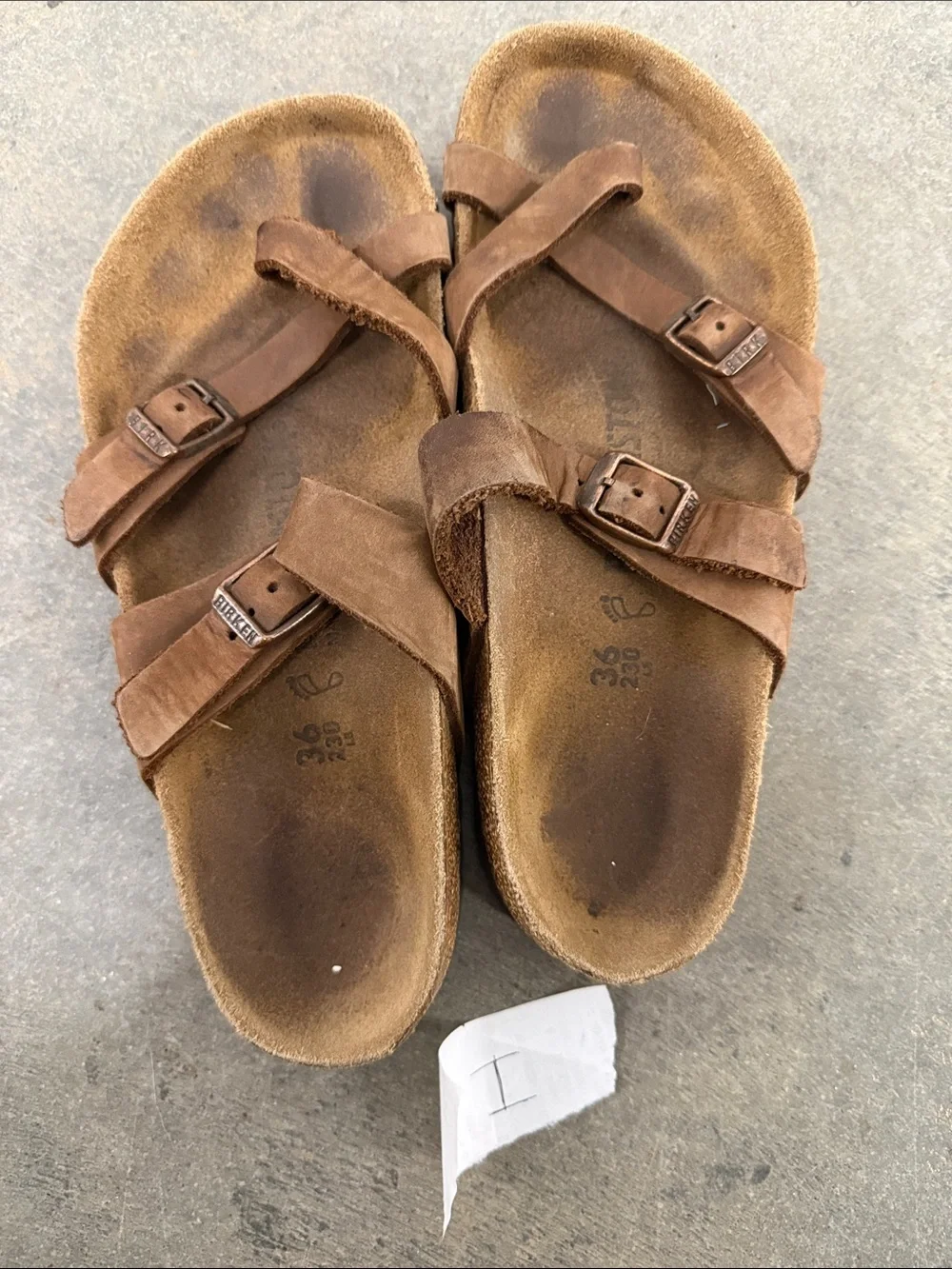 Birkenstock Brown Leather Double Buckle Crossover Sandals